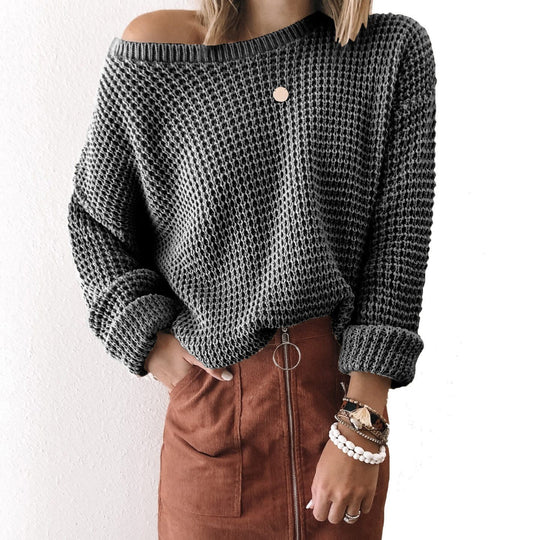 Damen lässiger Strickpullover im modernen Netzdesign Heidi-Mode