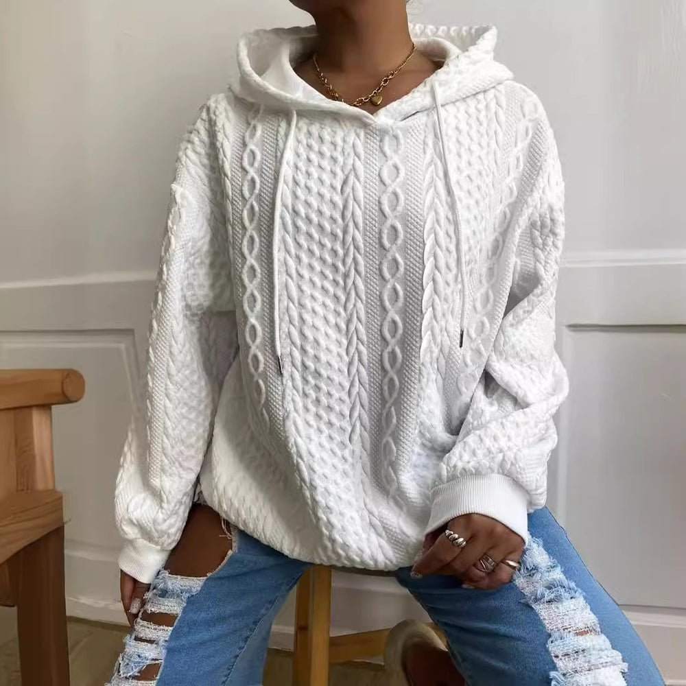 Damen Kapuzenpullover mit strukturiertem Strickmuster Heidi-Mode