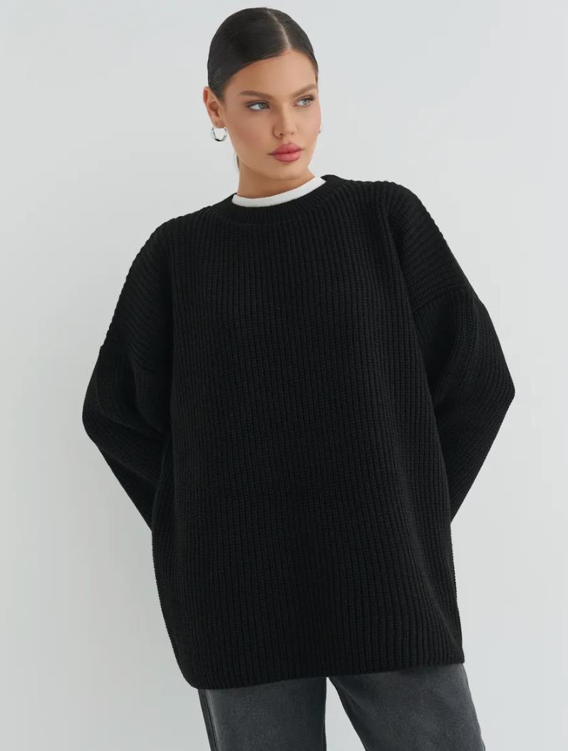 Damen Oversized Strickpullover mit strukturiertem Design und lässigem Schnitt Heidi-Mode
