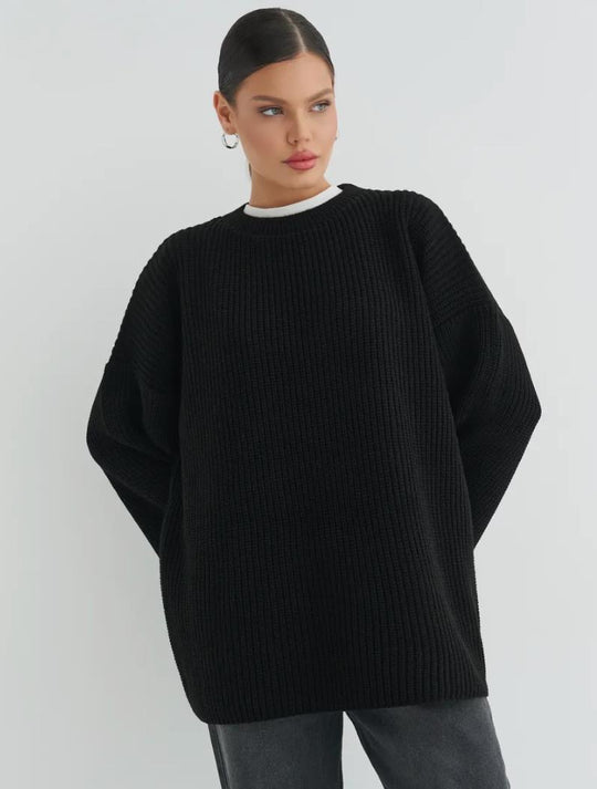 Damen Oversized Strickpullover mit strukturiertem Design und lässigem Schnitt Heidi-Mode