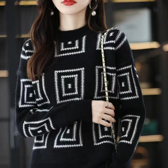Damen gemusterter Pullover Heidi-Mode