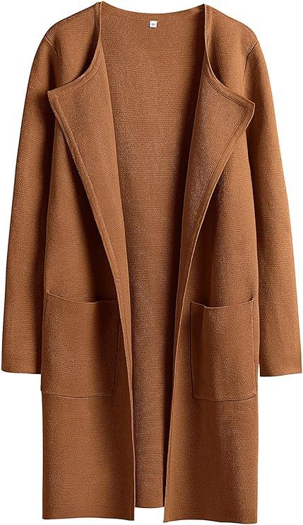 Damen Oversized Strickmantel mit offenen Fronten und praktischen Taschen Heidi-Mode