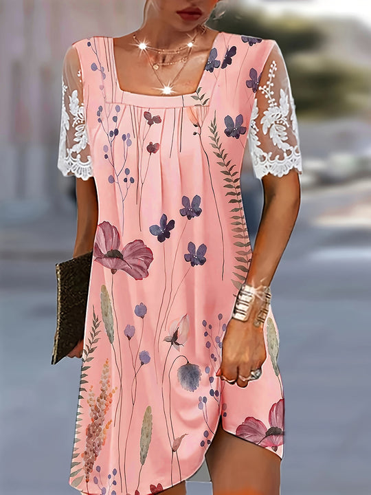 Damen Blumenmuster Shift Kleid Heidi-Mode