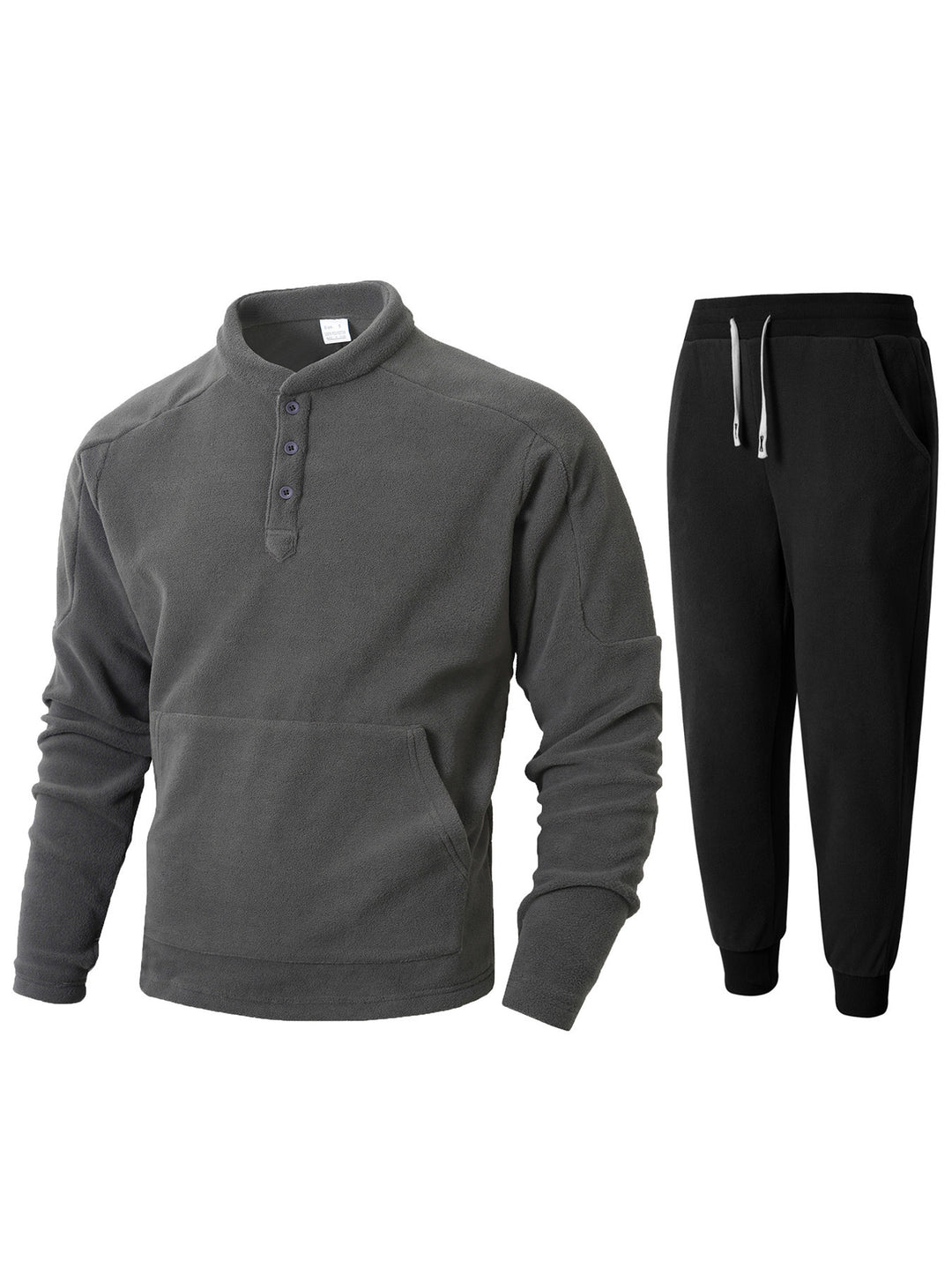 Herren kuscheliges Fleece- Trainingsanzug-Set mit Knopfleiste und praktischen Taschen Heidi-Mode
