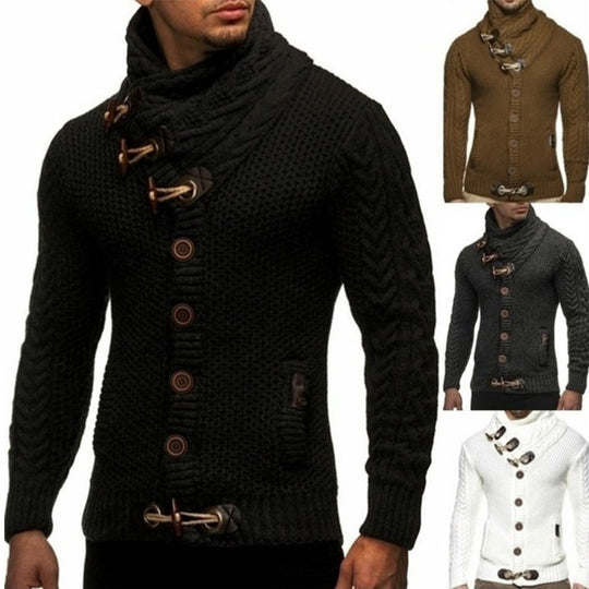 Herren Strickjacke mit asymmetrischem Kragen Heidi-Mode
