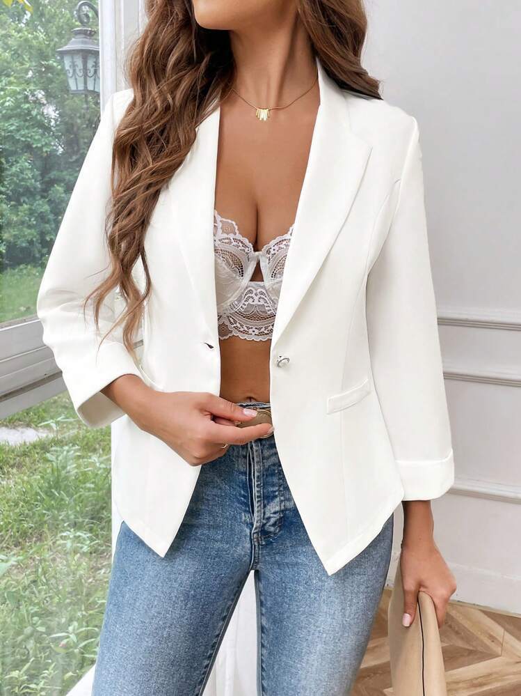 Damen Eleganter und figurbetonender Blazer mit drei Viertelärmeln Heidi-Mode