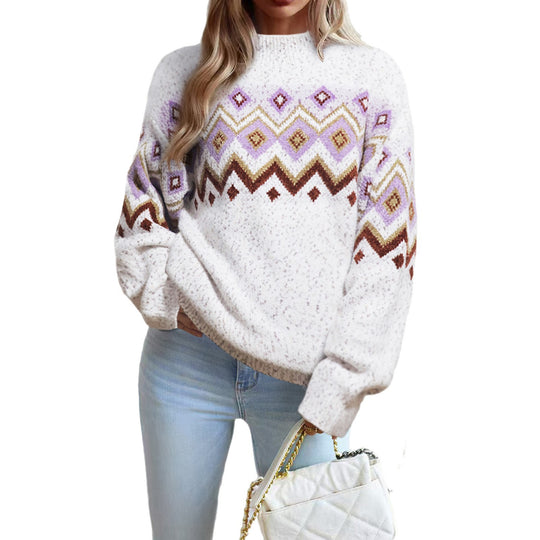 Damen Strickpullover mit geometrischem Muster Heidi-Mode