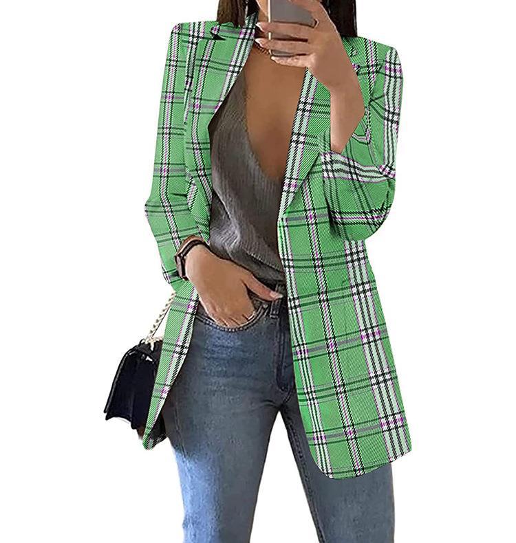 Damen Karierter Blazer mit modernem Schnitt und lässigen Details Heidi-Mode