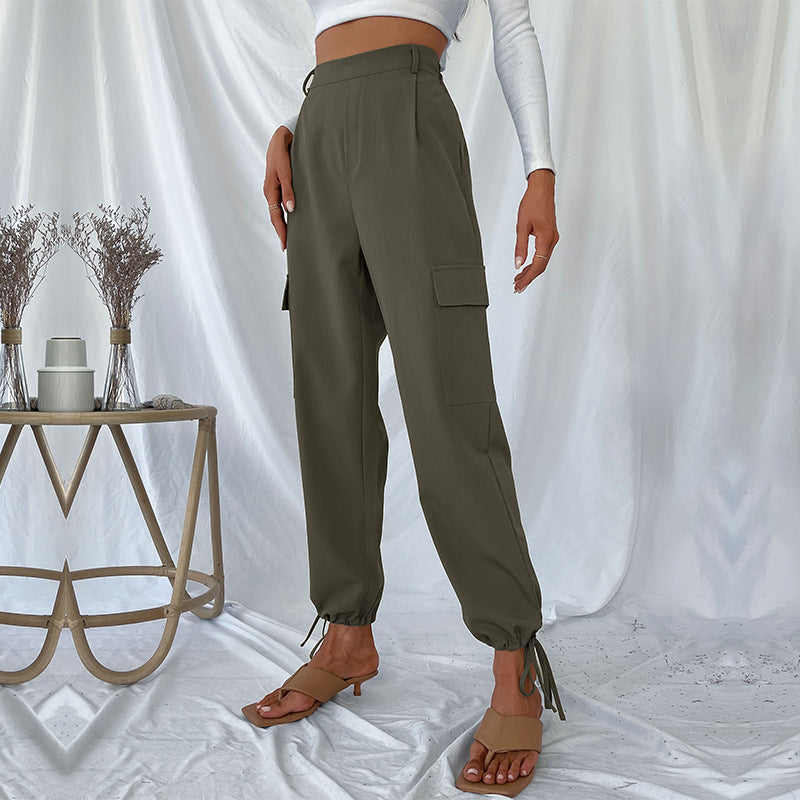 Damen Cargo-Hose mit verstellbarem Bund und seitlichen Taschen Heidi-Mode