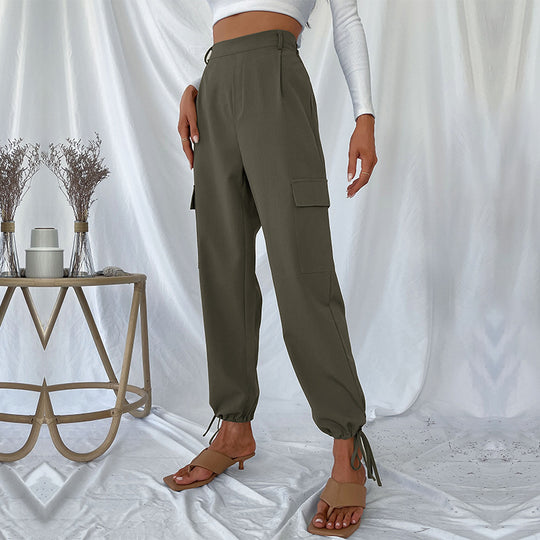 Damen Cargo-Hose mit verstellbarem Bund und seitlichen Taschen Heidi-Mode