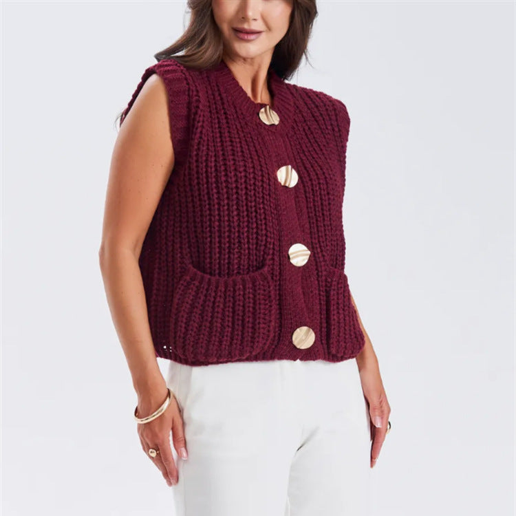 Damen Strickjacke mit goldenen Knöpfen und lässigem Schnitt Heidi-Mode