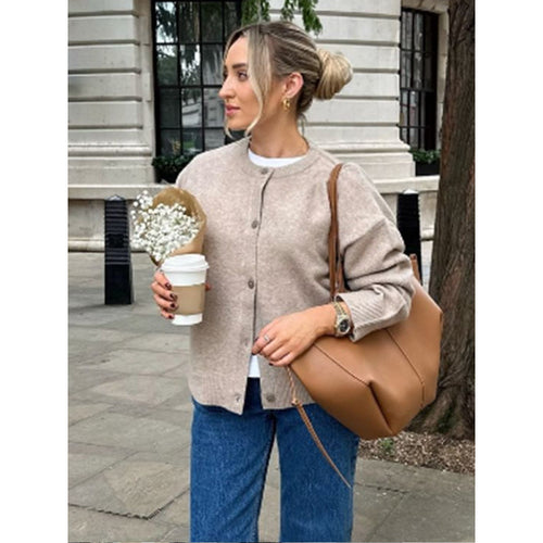 Damen leichte Strickjacke mit Knopfdetails und modischem Schnitt Heidi-Mode