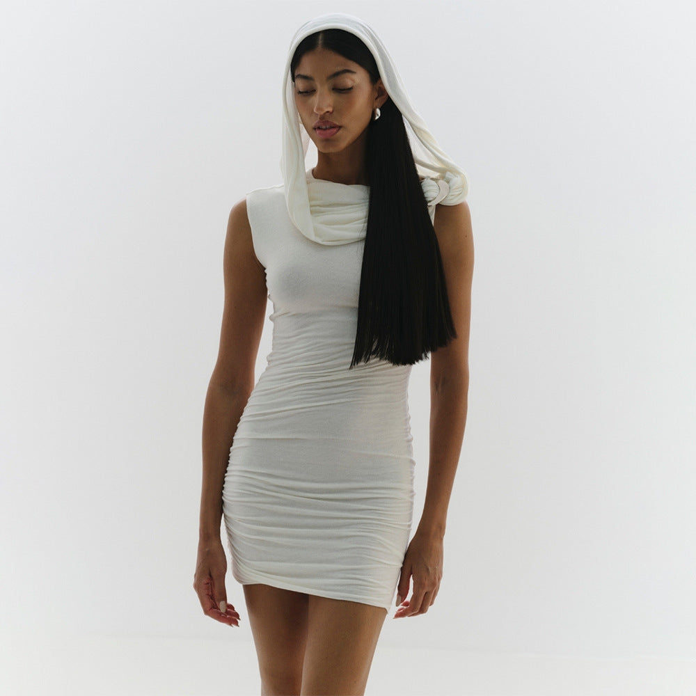 Damen figurbetontes Wickelkleid mit asymmetrischem Kragen Heidi-Mode