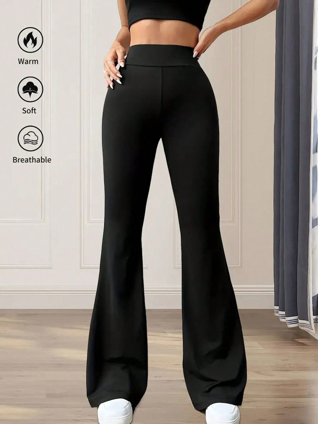 Damen elegante Bootcut-Hose mit hohem Bund und atmungsaktiver Funktion Heidi-Mode