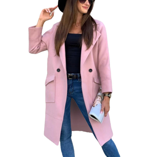 Damen lässiger Oversized-Mantel mit modernen Taschen und elegantem Revers Heidi-Mode