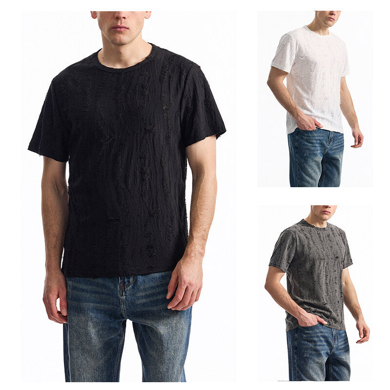 Herren T-Shirt mit einzigartigem Design und strukturierten Stoff Heidi-Mode