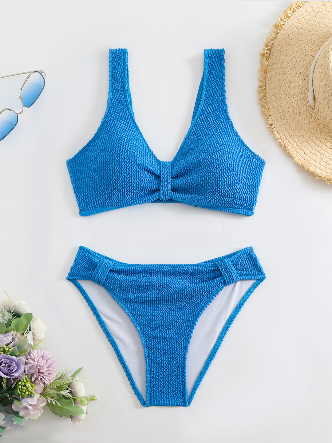 Femme Strukturierter Hochgeschnittener Bikini-Set Heidi-Mode