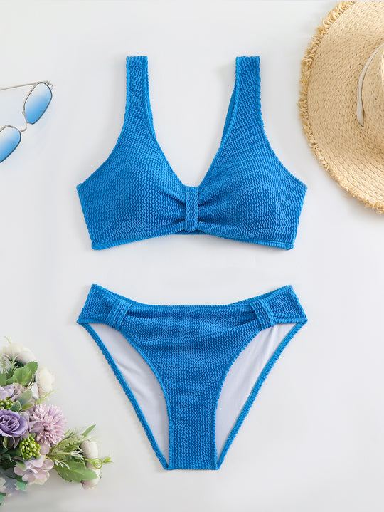 Femme Strukturierter Hochgeschnittener Bikini-Set Heidi-Mode