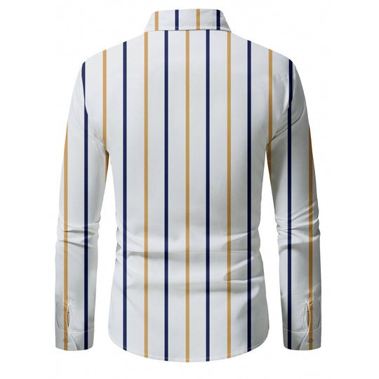 Herren Langarmhemden mit farblich abgestimmtem Streifenmuster Heidi-Mode