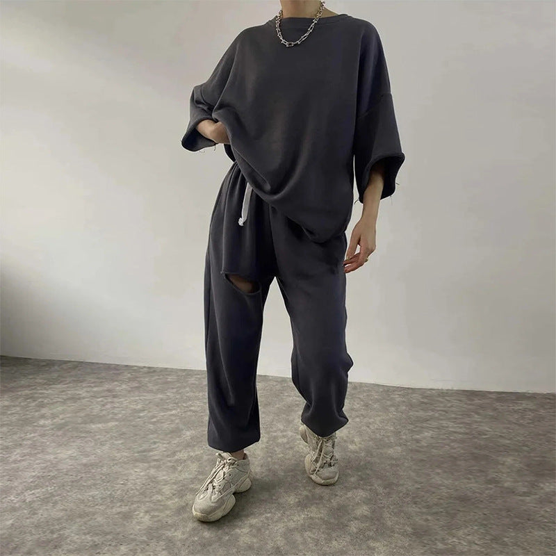 Damen lässiges Hoodie- und Jogginganzug-Set mit modernem Design Heidi-Mode