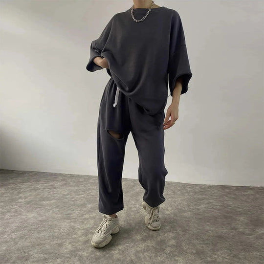 Damen lässiges Hoodie- und Jogginganzug-Set mit modernem Design Heidi-Mode