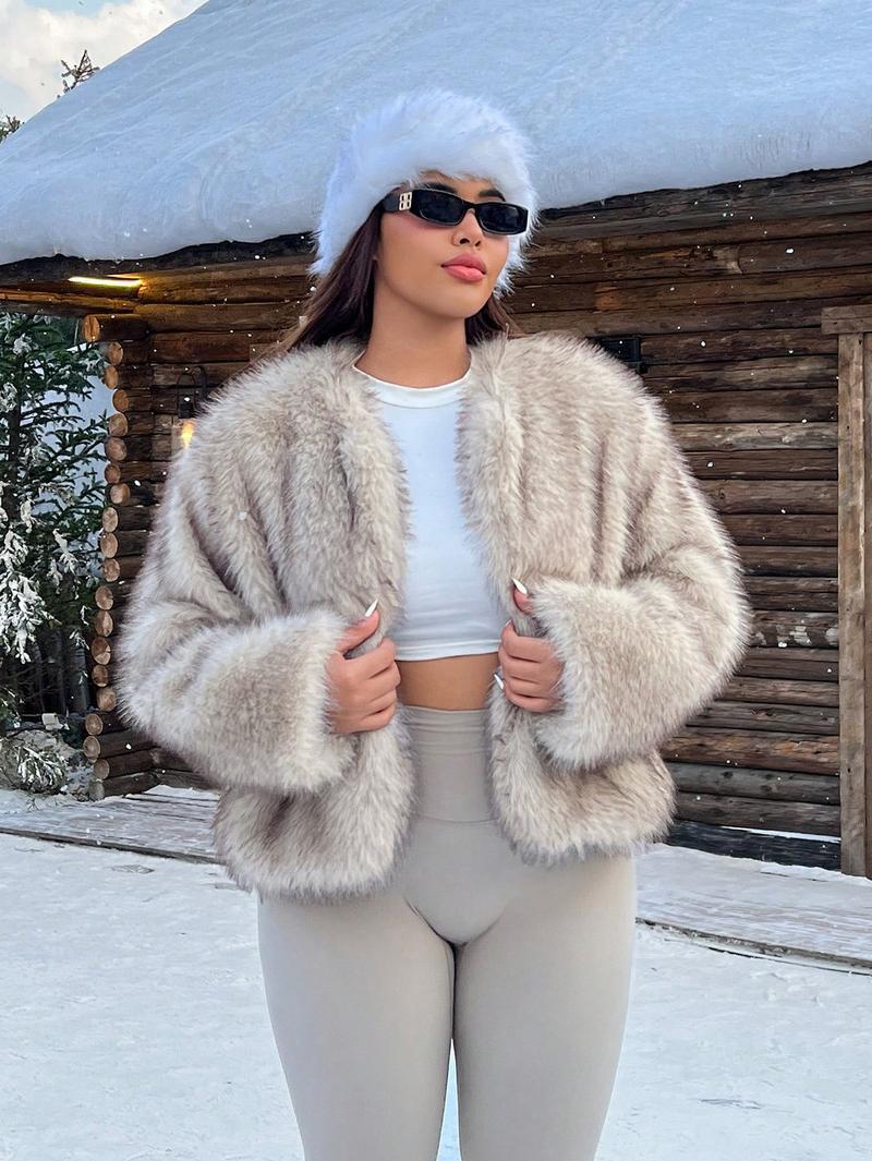 Damen Trendige und flauschige Kunstpelzjacke Heidi-Mode