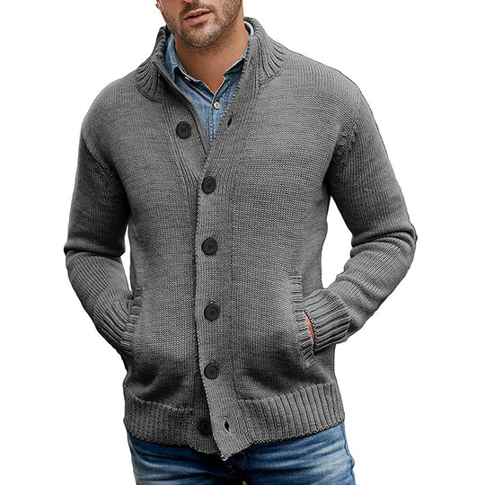 Herren Strickjacke mit großzügigen Taschen und klassischem Knopfverschluss Heidi-Mode
