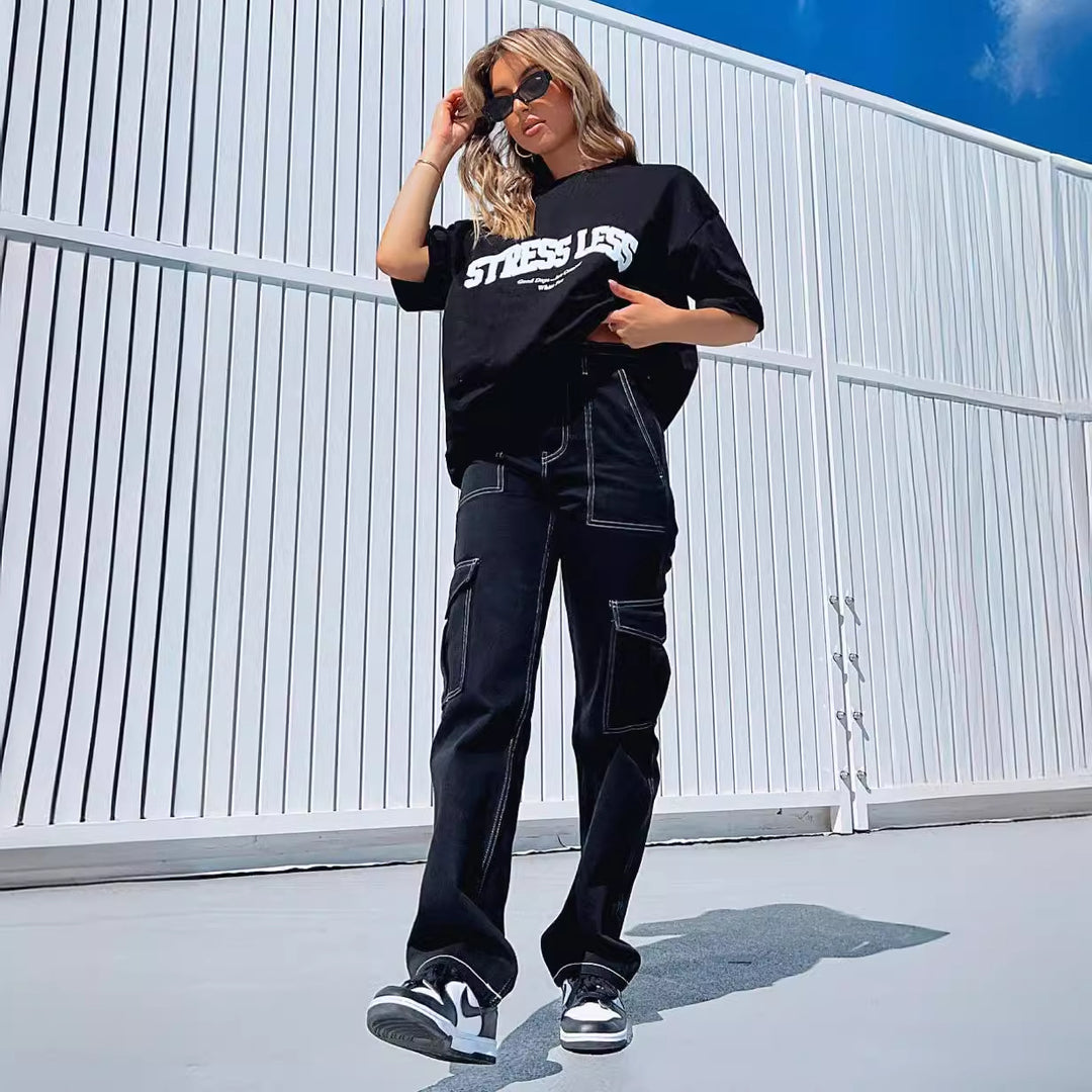 Damen Cargo-Hose mit Baumwollmix und praktischen Taschen Heidi-Mode