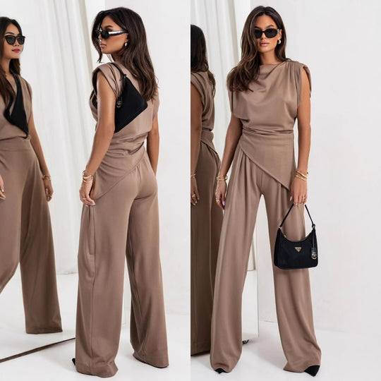 Damen eleganter Jumpsuit mit asymmetrischem Schnitt und hochmodernem Design Heidi-Mode