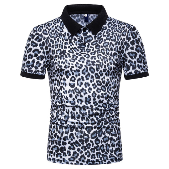 Herren Polo-Shirt mit aufregendem Leopardenmuster und modernem Schnitt Heidi-Mode