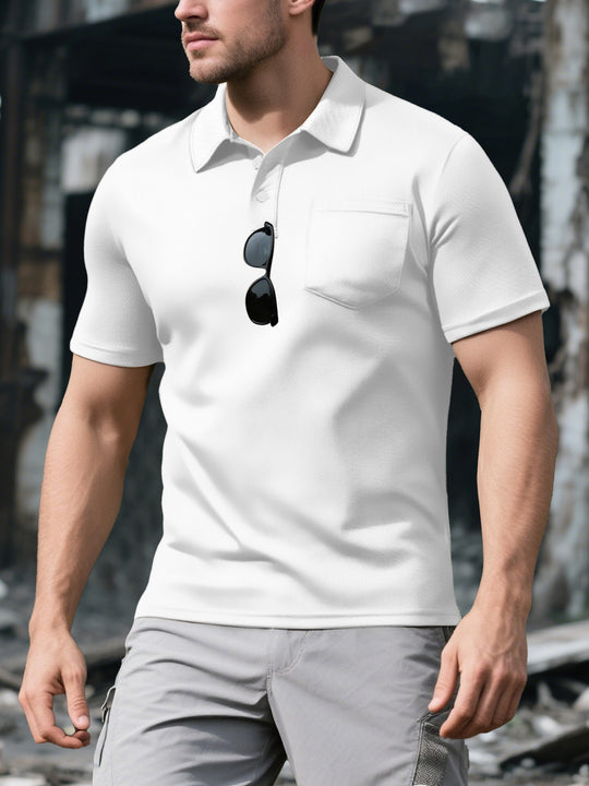 Herren Poloshirt mit atmungsaktiver Gewebestruktur und praktischer Brusttasche Heidi-Mode