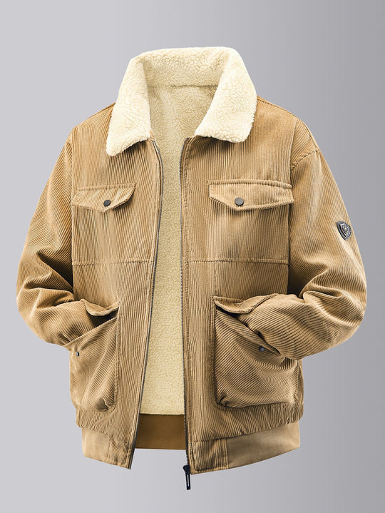 Herren kuschelige Teddy-Fleecejacke mit praktischen Brusttaschen und elastischen Bündchen Heidi-Mode