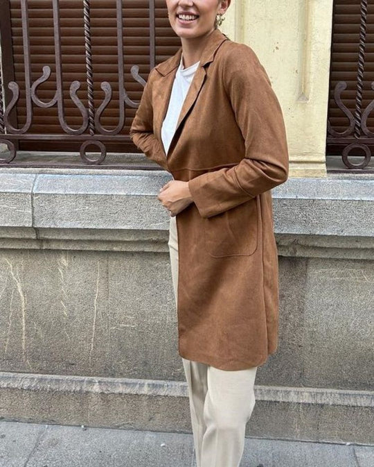 Damen eleganter Longblazer aus weichem Suedine Heidi-Mode