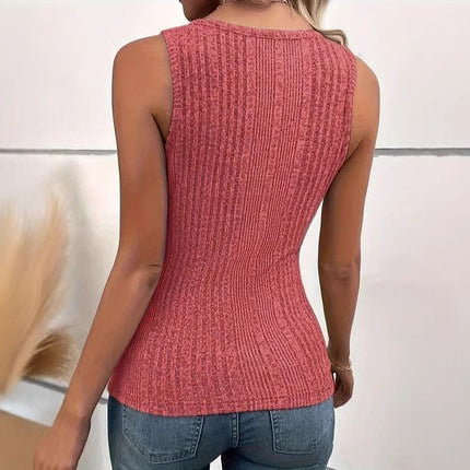 Damen Tanktop mit Knopfdetails und strukturiertem Design Heidi-Mode