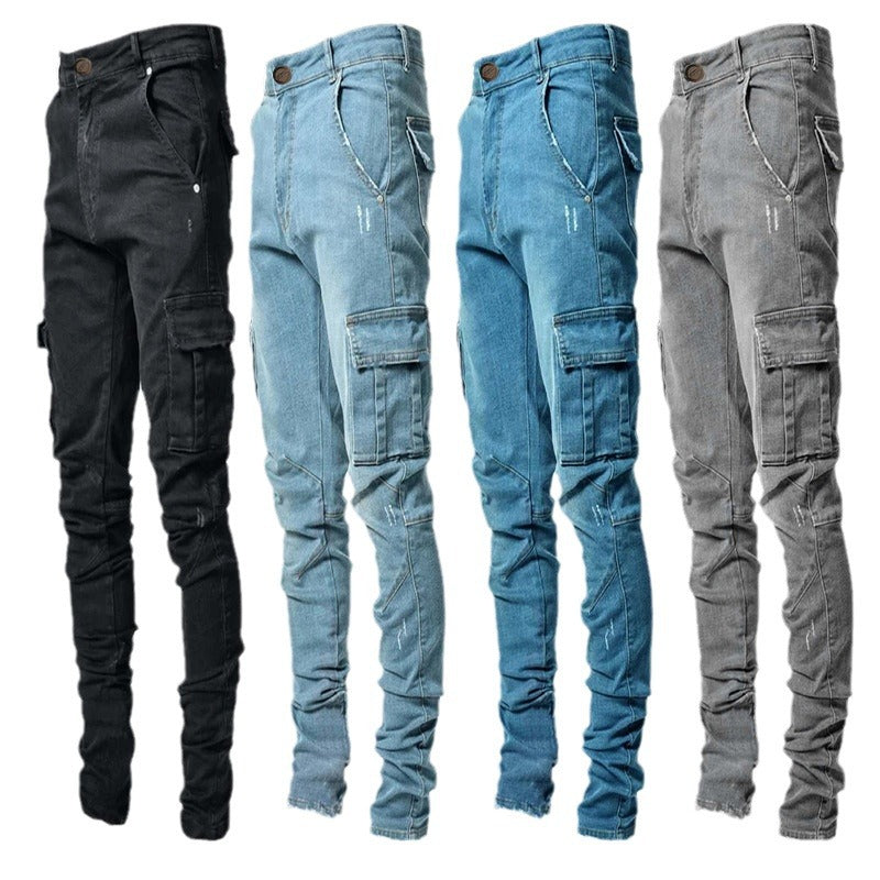 Herren Cargo-Jeans mit modischen Seitentaschen und lässigem Schnitt Heidi-Mode
