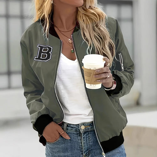 Damen lässige Bomberjacke mit praktischen Taschen und lässigem Schnitt Heidi-Mode