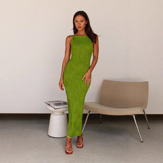 Damen Langarm Maxikleid mit elegantem Rippstrickmuster und körpernahem Schnitt Heidi-Mode