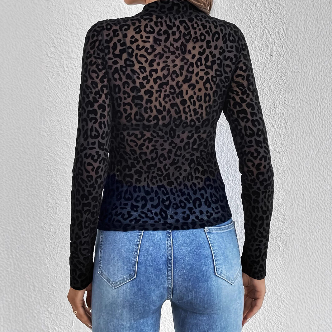 Damen Langarmshirt mit modernem Leopardenmuster Heidi-Mode