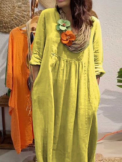 Damen Leichtes Sommerkleid mit eleganten Taschen und bequemen Zugdetails Heidi-Mode