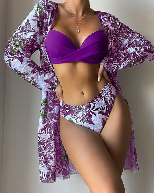 Femme Stylisches Bedrucktes Bikini- und Cover-Up-Set Heidi-Mode