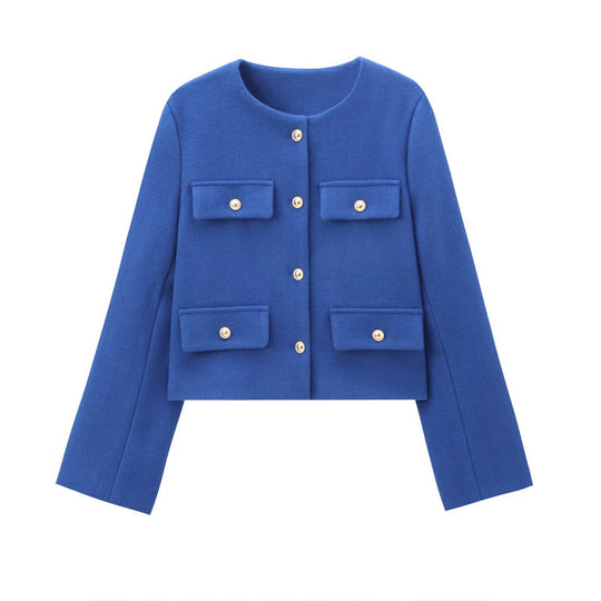 Damen Modische Kurzjacke mit dekorativen Knöpfen und praktischen Taschen Heidi-Mode