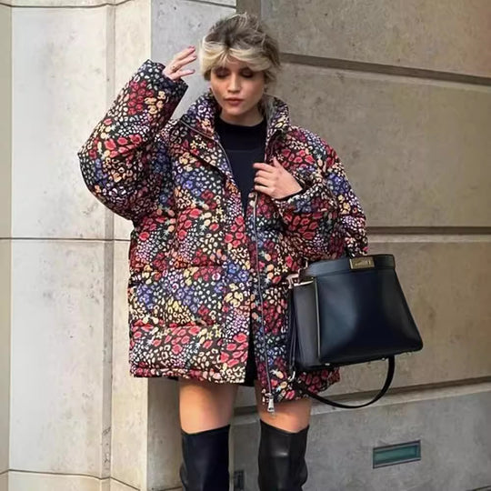 Damen Übergangsjacke mit lebhaftem Tiermotiv und praktischen Taschen Heidi-Mode