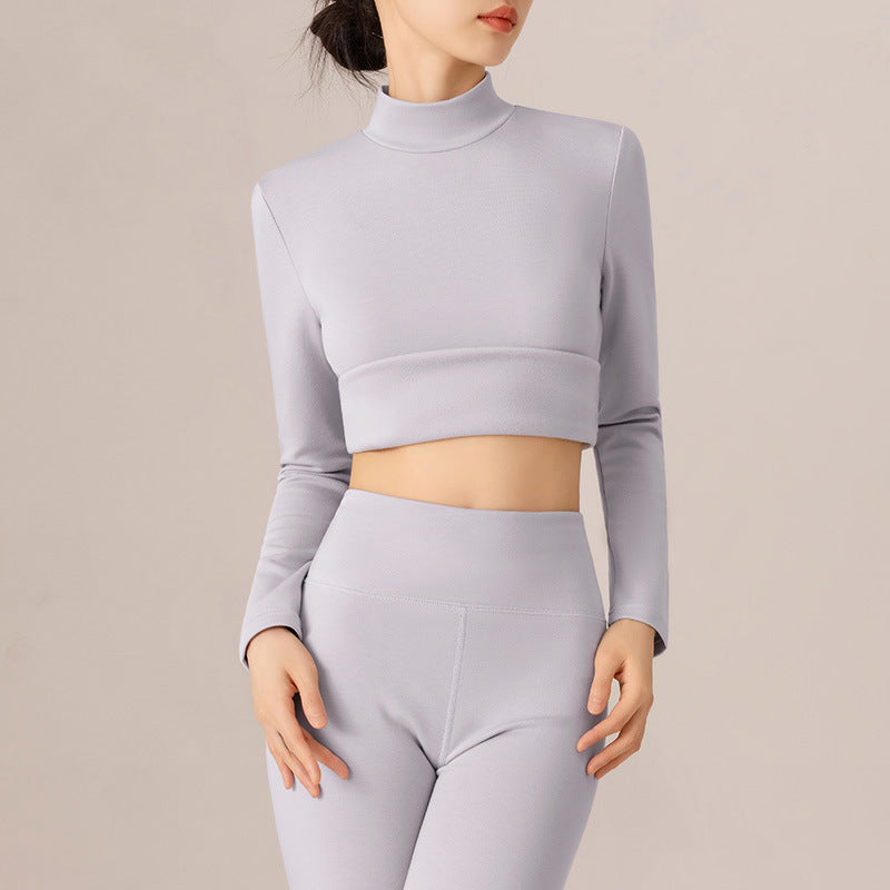 Damen Sportoberteil mit stylischem Rollkragen und trendiger Crop-Länge Heidi-Mode