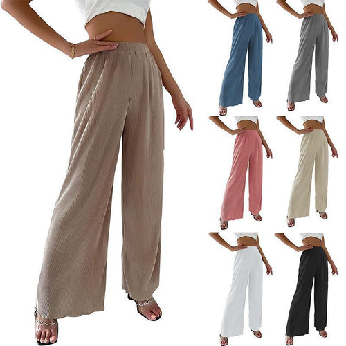 Damen Fließende Plissierte weit geschnittene Hose Heidi-Mode