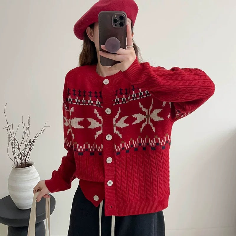 Damen Grobstrick-Cardigan mit dekorativem Zopfmuster und Knopfdetails Heidi-Mode