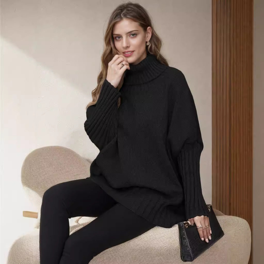 Damen Oversize Rollkragenpullover mit strukturiertem Strick Heidi-Mode