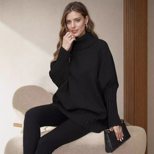 Damen Oversize Rollkragenpullover mit strukturiertem Strick Heidi-Mode