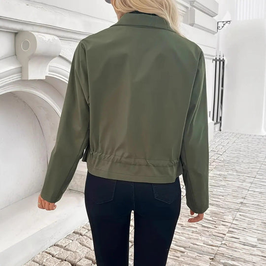 Damen leichte Windjacke mit praktischen Taschen und verstellbarem Bund Heidi-Mode