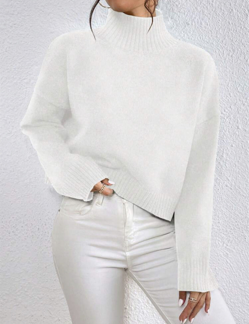 Damen modischer Kragenpullover aus weicher Wolle Heidi-Mode