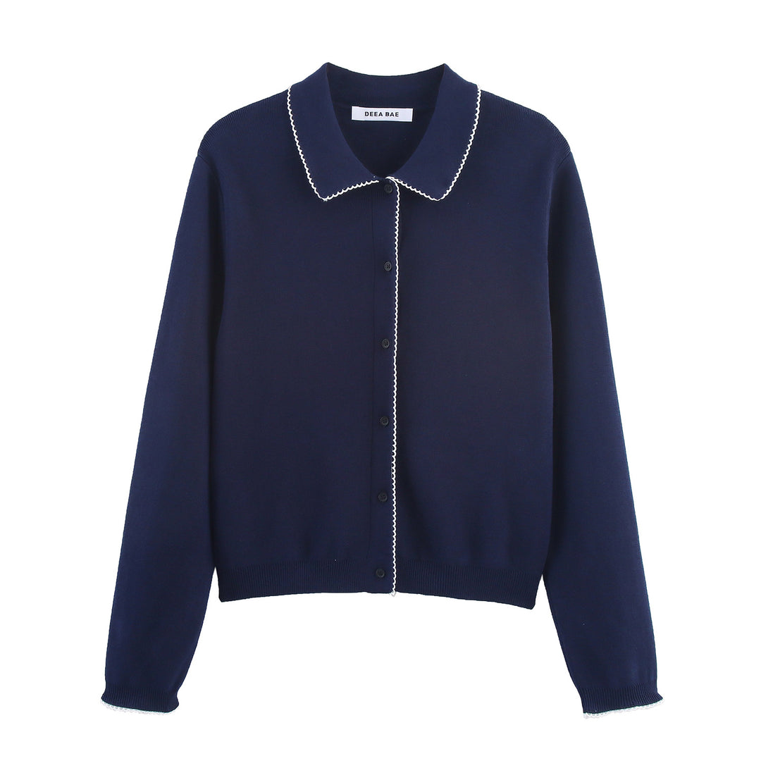 Damen casual und modische Strickjacke mit Kragen Heidi-Mode